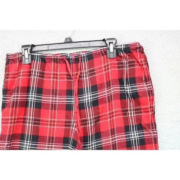 Victoria's Secret Red Plaid Pajama Pants-Size Medium-Drawstring-Pockets - Picture 2 of 7